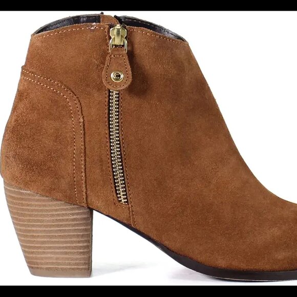 NEW  DIBA TRUE Suede Swing Low Western Booties cognac for women 462tn - Picture 6 of 12